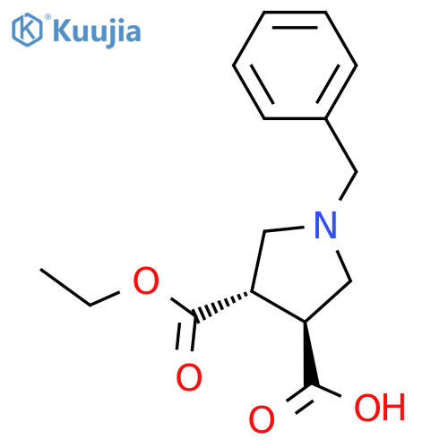 3,4-Pyrrolidinedicarboxylic acid, 1-(phenylmethyl)-, monoethyl ester,(3R,4R)-rel- structure