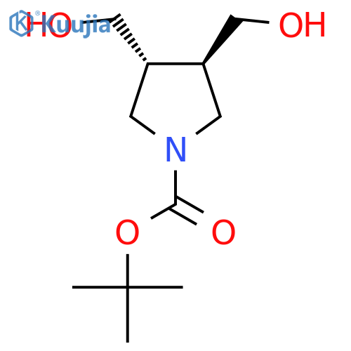 tert-butyl trans-3,4-bis(hydroxymethyl)pyrrolidine-1-carboxylate structure