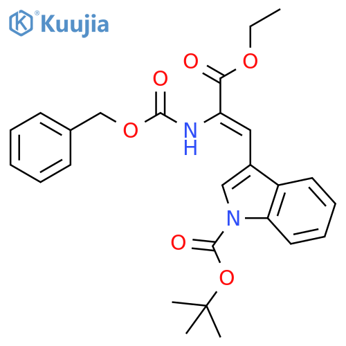 1H-Indole-1-carboxylic acid,3-[3-ethoxy-3-oxo-2-[[(phenylmethoxy)carbonyl]amino]-1-propenyl]-,1,1-dimethylethyl ester, (Z)- structure