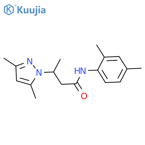 3-(3,5-dimethyl-1H-pyrazol-1-yl)-N-(2,4-dimethylphenyl)butanamide structure
