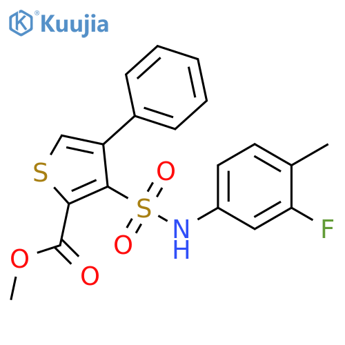 methyl 3-(3-fluoro-4-methylphenyl)sulfamoyl-4-phenylthiophene-2-carboxylate structure