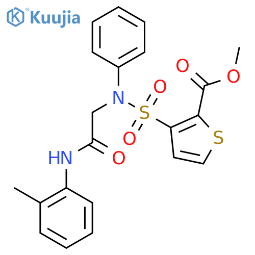 methyl 3-({(2-methylphenyl)carbamoylmethyl}(phenyl)sulfamoyl)thiophene-2-carboxylate structure