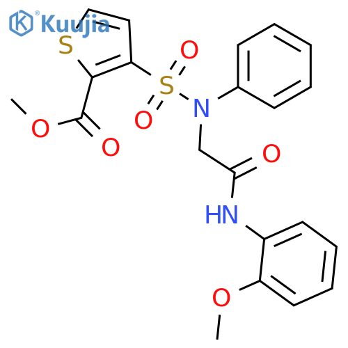 methyl 3-({(2-methoxyphenyl)carbamoylmethyl}(phenyl)sulfamoyl)thiophene-2-carboxylate structure