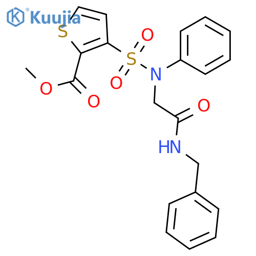 methyl 3-{(benzylcarbamoyl)methyl(phenyl)sulfamoyl}thiophene-2-carboxylate structure