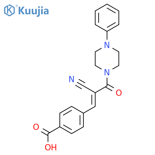 4-[2-Cyano-2-(4-phenylpiperazine-1-carbonyl)eth-1-en-1-yl]benzoic acid structure