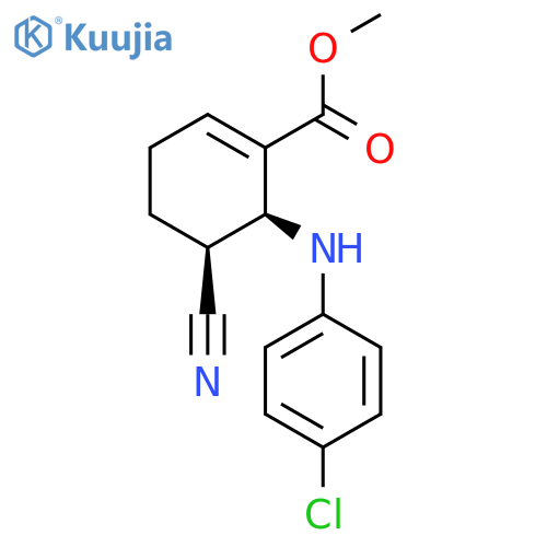 1-Cyclohexene-1-carboxylic acid, 6-[(4-chlorophenyl)amino]-5-cyano-, methyl ester, cis- (9CI) structure