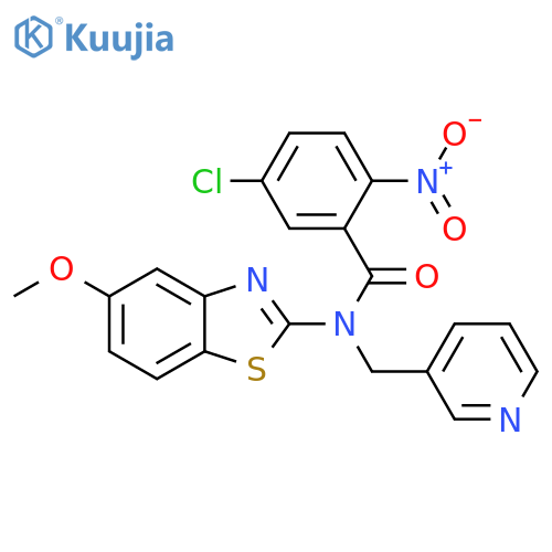 5-chloro-N-(5-methoxy-1,3-benzothiazol-2-yl)-2-nitro-N-(pyridin-3-yl)methylbenzamide structure