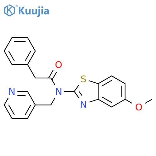 N-(5-methoxy-1,3-benzothiazol-2-yl)-2-phenyl-N-(pyridin-3-yl)methylacetamide structure