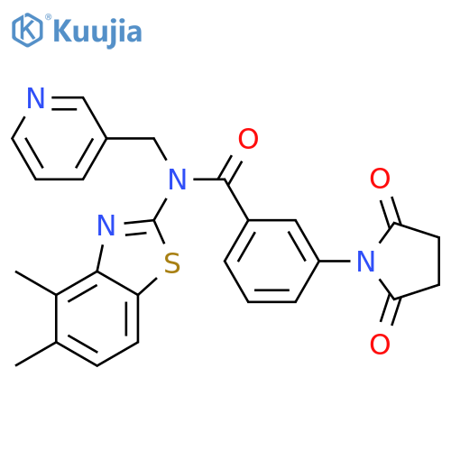N-(4,5-dimethyl-1,3-benzothiazol-2-yl)-3-(2,5-dioxopyrrolidin-1-yl)-N-(pyridin-3-yl)methylbenzamide structure