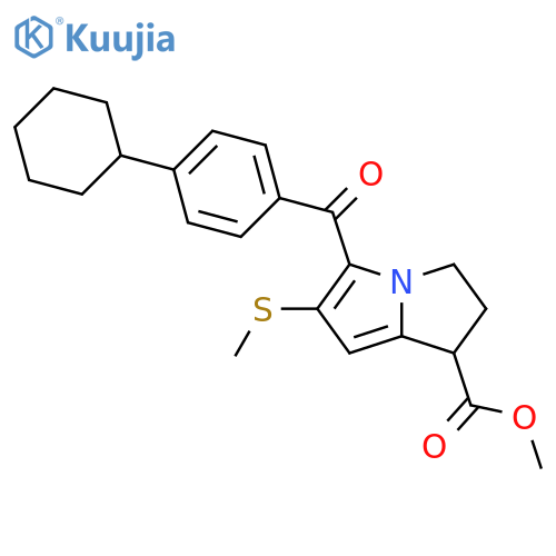 1H-Pyrrolizine-1-carboxylic acid, 5-(4-cyclohexylbenzoyl)-2,3-dihydro-6-(methylthio)-, methyl ester structure