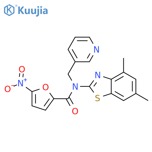 N-(4,6-dimethyl-1,3-benzothiazol-2-yl)-5-nitro-N-(pyridin-3-yl)methylfuran-2-carboxamide structure