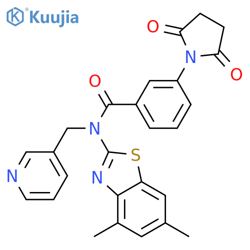 N-(4,6-dimethyl-1,3-benzothiazol-2-yl)-3-(2,5-dioxopyrrolidin-1-yl)-N-(pyridin-3-yl)methylbenzamide structure