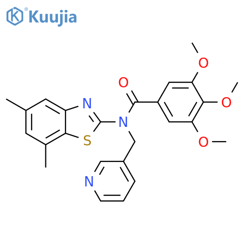 N-(5,7-dimethyl-1,3-benzothiazol-2-yl)-3,4,5-trimethoxy-N-(pyridin-3-yl)methylbenzamide structure