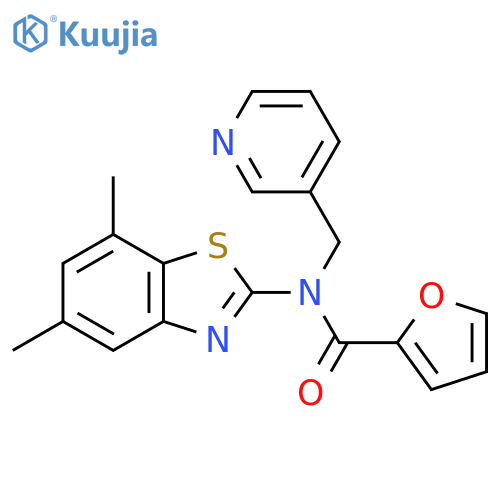 N-(5,7-dimethyl-1,3-benzothiazol-2-yl)-N-(pyridin-3-yl)methylfuran-2-carboxamide structure