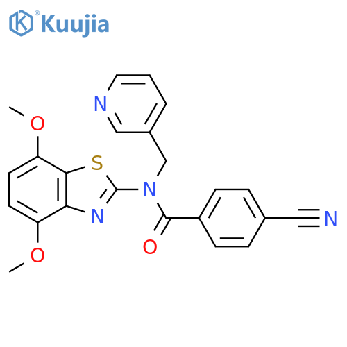 4-cyano-N-(4,7-dimethoxy-1,3-benzothiazol-2-yl)-N-(pyridin-3-yl)methylbenzamide structure
