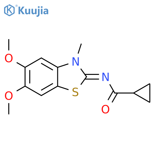 N-(2Z)-5,6-dimethoxy-3-methyl-2,3-dihydro-1,3-benzothiazol-2-ylidenecyclopropanecarboxamide structure