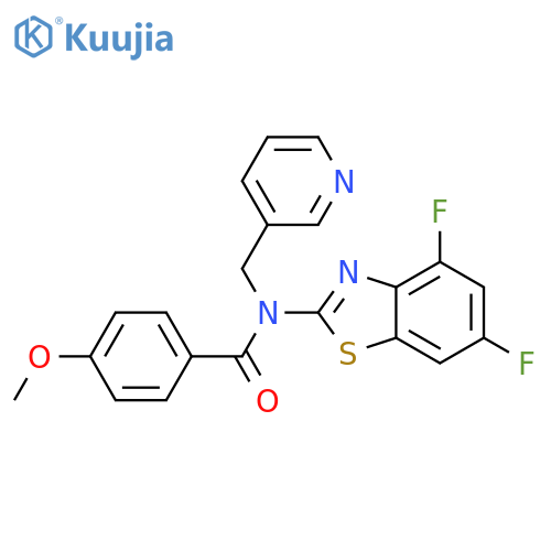 N-(4,6-difluoro-1,3-benzothiazol-2-yl)-4-methoxy-N-(pyridin-3-yl)methylbenzamide structure