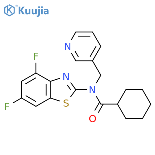 N-(4,6-difluoro-1,3-benzothiazol-2-yl)-N-(pyridin-3-yl)methylcyclohexanecarboxamide structure