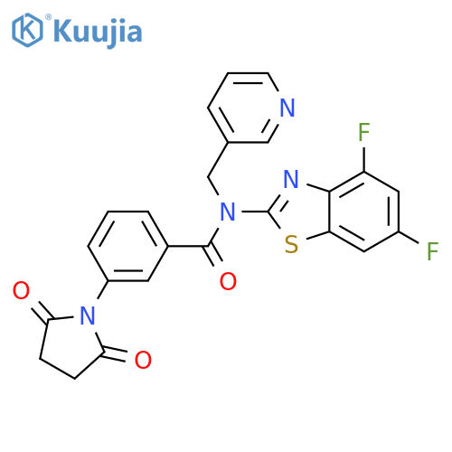 N-(4,6-difluoro-1,3-benzothiazol-2-yl)-3-(2,5-dioxopyrrolidin-1-yl)-N-(pyridin-3-yl)methylbenzamide structure