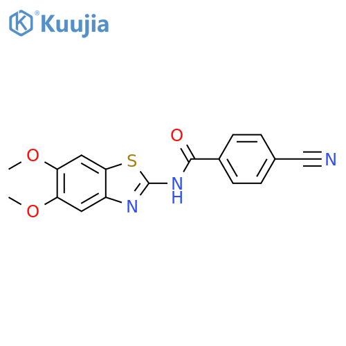 4-cyano-N-(5,6-dimethoxy-1,3-benzothiazol-2-yl)benzamide structure