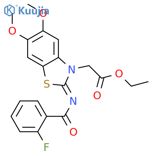 ethyl 2-(2Z)-2-(2-fluorobenzoyl)imino-5,6-dimethoxy-2,3-dihydro-1,3-benzothiazol-3-ylacetate structure