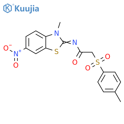 N-(2E)-3-methyl-6-nitro-2,3-dihydro-1,3-benzothiazol-2-ylidene-2-(4-methylbenzenesulfonyl)acetamide structure
