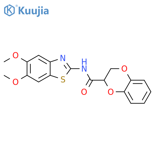 N-(5,6-dimethoxy-1,3-benzothiazol-2-yl)-2,3-dihydro-1,4-benzodioxine-2-carboxamide structure