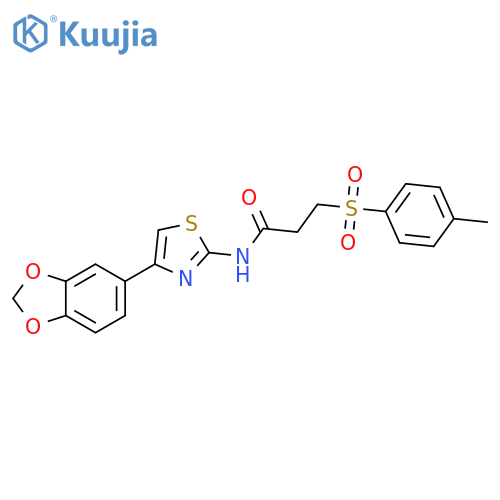 N-4-(2H-1,3-benzodioxol-5-yl)-1,3-thiazol-2-yl-3-(4-methylbenzenesulfonyl)propanamide structure