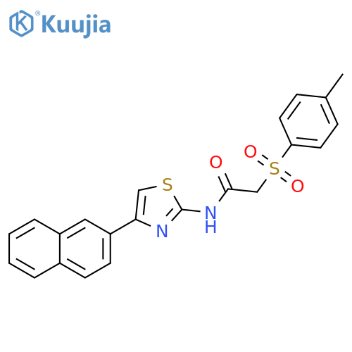 2-(4-methylbenzenesulfonyl)-N-4-(naphthalen-2-yl)-1,3-thiazol-2-ylacetamide structure