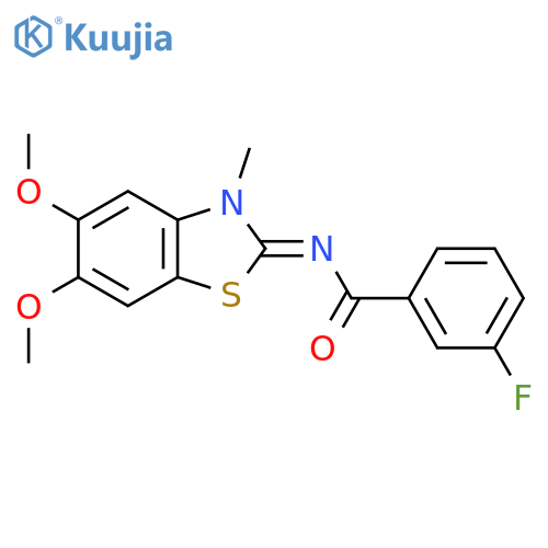 N-(2Z)-5,6-dimethoxy-3-methyl-2,3-dihydro-1,3-benzothiazol-2-ylidene-3-fluorobenzamide structure