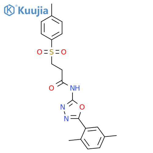 N-5-(2,5-dimethylphenyl)-1,3,4-oxadiazol-2-yl-3-(4-methylbenzenesulfonyl)propanamide structure