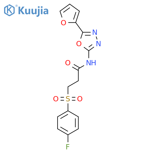 3-(4-fluorobenzenesulfonyl)-N-5-(furan-2-yl)-1,3,4-oxadiazol-2-ylpropanamide structure