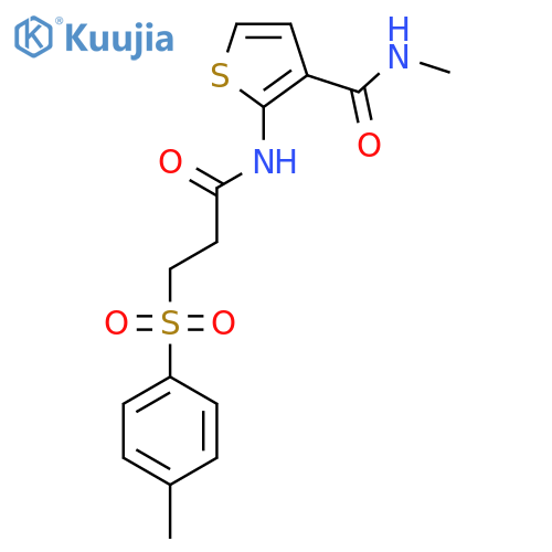 N-methyl-2-3-(4-methylbenzenesulfonyl)propanamidothiophene-3-carboxamide structure