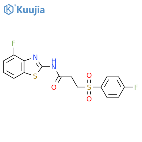 N-(4-fluoro-1,3-benzothiazol-2-yl)-3-(4-fluorobenzenesulfonyl)propanamide structure