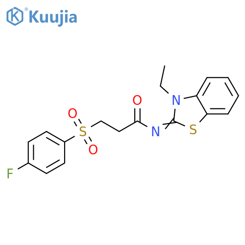 N-(2E)-3-ethyl-2,3-dihydro-1,3-benzothiazol-2-ylidene-3-(4-fluorobenzenesulfonyl)propanamide structure