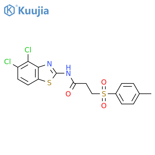 N-(4,5-dichloro-1,3-benzothiazol-2-yl)-3-(4-methylbenzenesulfonyl)propanamide structure