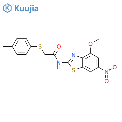 N-(4-methoxy-6-nitro-1,3-benzothiazol-2-yl)-2-(4-methylphenyl)sulfanylacetamide structure