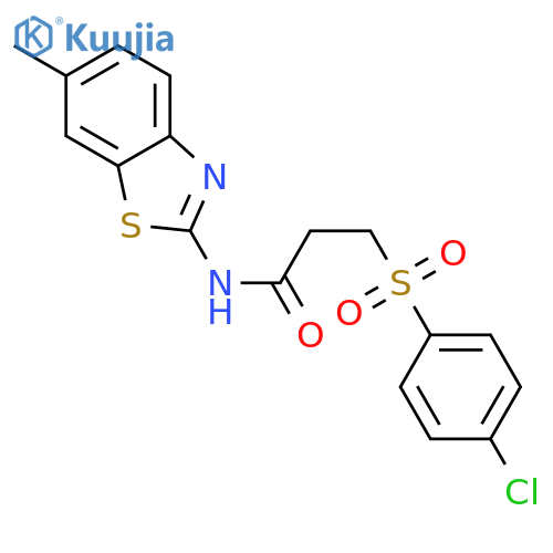 3-(4-chlorobenzenesulfonyl)-N-(6-methyl-1,3-benzothiazol-2-yl)propanamide structure