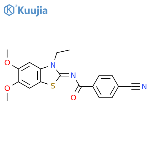 4-cyano-N-(2Z)-3-ethyl-5,6-dimethoxy-2,3-dihydro-1,3-benzothiazol-2-ylidenebenzamide structure