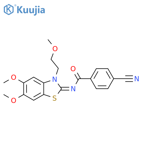 4-cyano-N-(2Z)-5,6-dimethoxy-3-(2-methoxyethyl)-2,3-dihydro-1,3-benzothiazol-2-ylidenebenzamide structure