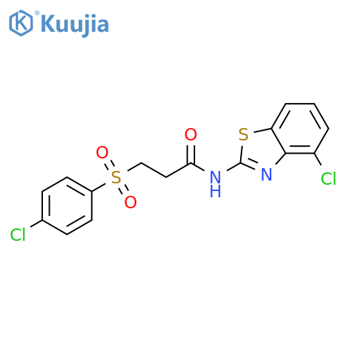 N-(4-chloro-1,3-benzothiazol-2-yl)-3-(4-chlorobenzenesulfonyl)propanamide structure