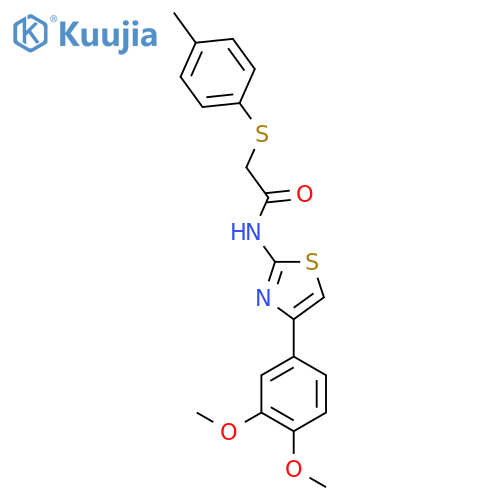 N-4-(3,4-dimethoxyphenyl)-1,3-thiazol-2-yl-2-(4-methylphenyl)sulfanylacetamide structure