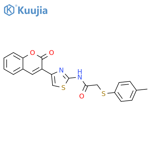 2-(4-methylphenyl)sulfanyl-N-4-(2-oxo-2H-chromen-3-yl)-1,3-thiazol-2-ylacetamide structure