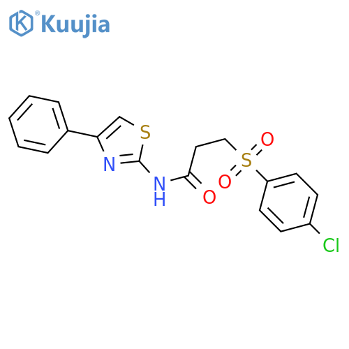 3-(4-chlorobenzenesulfonyl)-N-(4-phenyl-1,3-thiazol-2-yl)propanamide structure