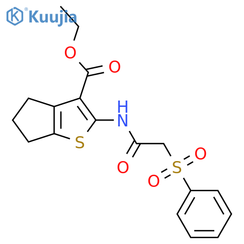 ethyl 2-2-(benzenesulfonyl)acetamido-4H,5H,6H-cyclopentabthiophene-3-carboxylate structure