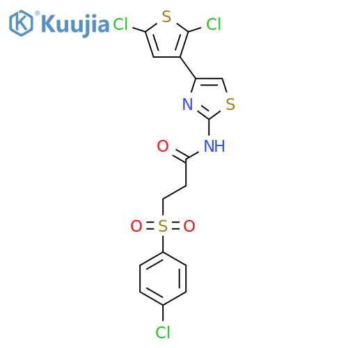 3-(4-chlorobenzenesulfonyl)-N-4-(2,5-dichlorothiophen-3-yl)-1,3-thiazol-2-ylpropanamide structure