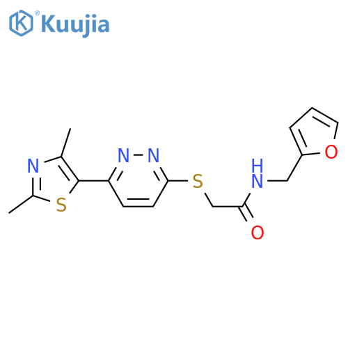 2-{6-(2,4-dimethyl-1,3-thiazol-5-yl)pyridazin-3-ylsulfanyl}-N-(furan-2-yl)methylacetamide structure