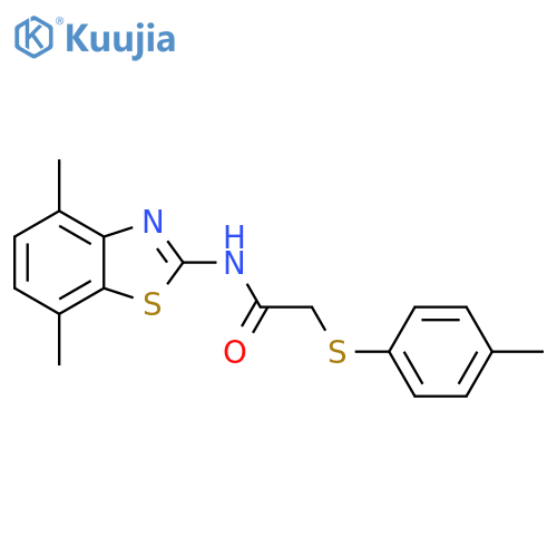 N-(4,7-dimethyl-1,3-benzothiazol-2-yl)-2-(4-methylphenyl)sulfanylacetamide structure