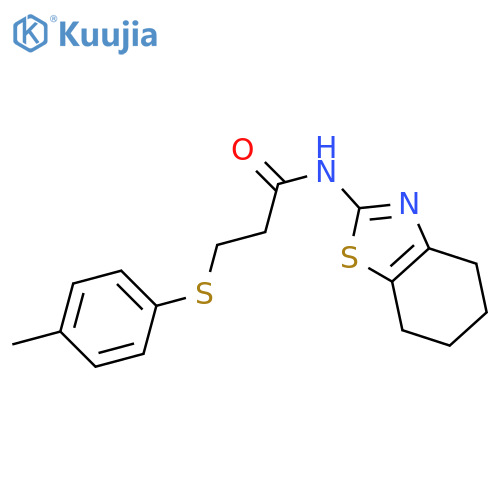 3-(4-methylphenyl)sulfanyl-N-(4,5,6,7-tetrahydro-1,3-benzothiazol-2-yl)propanamide structure