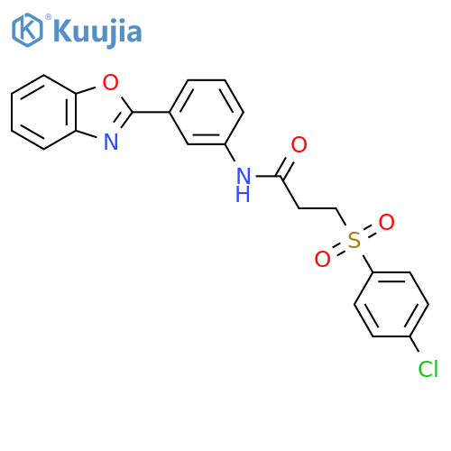 N-3-(1,3-benzoxazol-2-yl)phenyl-3-(4-chlorobenzenesulfonyl)propanamide structure